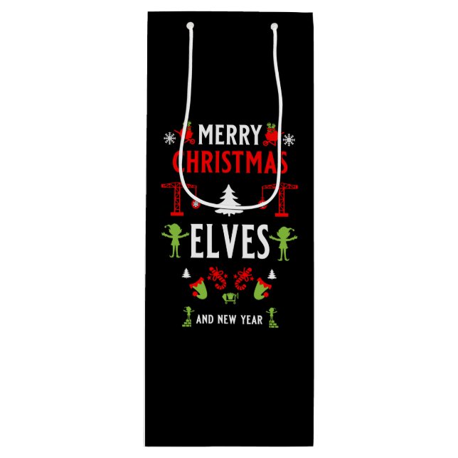Building Construction Christmas Ugly Wine Gift Bag (Front)