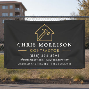 Building Construction Contractor Black Gold Banner