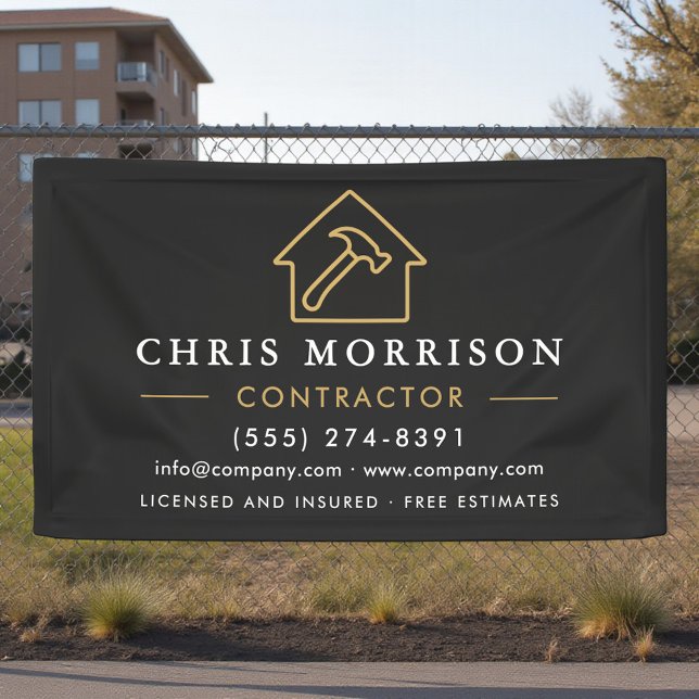 Building Construction Contractor Black Gold Banner (Creator Uploaded)