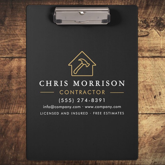 Building Construction Contractor Black Gold Clipboard (Creator Uploaded)