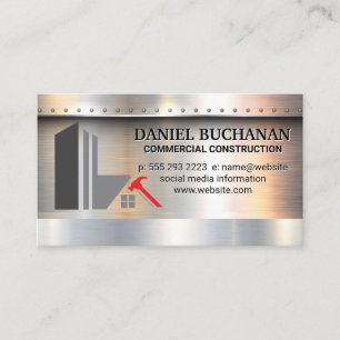 Building Construction Logo   Metal Rivets Business Card