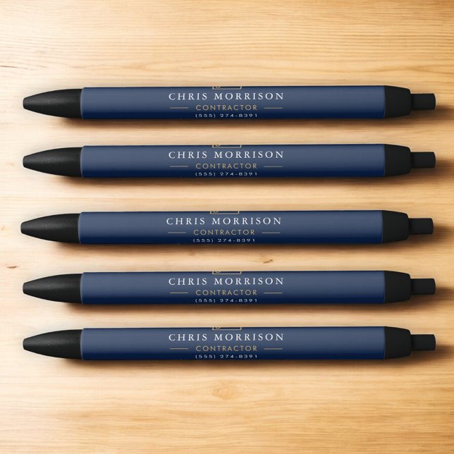 Building Construction Navy Blue Gold Black Ink Pen (Creator Uploaded)