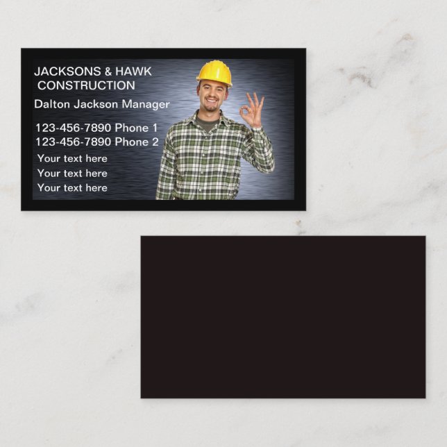 Building Construction Service Business Card (Front/Back)