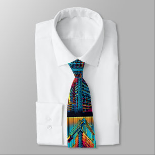 Building Construction with Crane Neon Colors  Tie