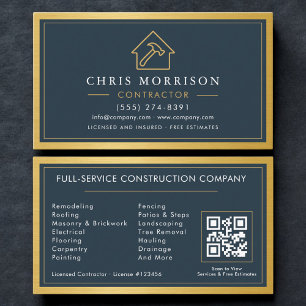 Building Contractor Metallic QR Code Business Card