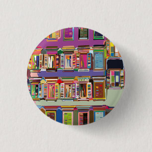 Building facade with Multicolore windows 3 Cm Round Badge