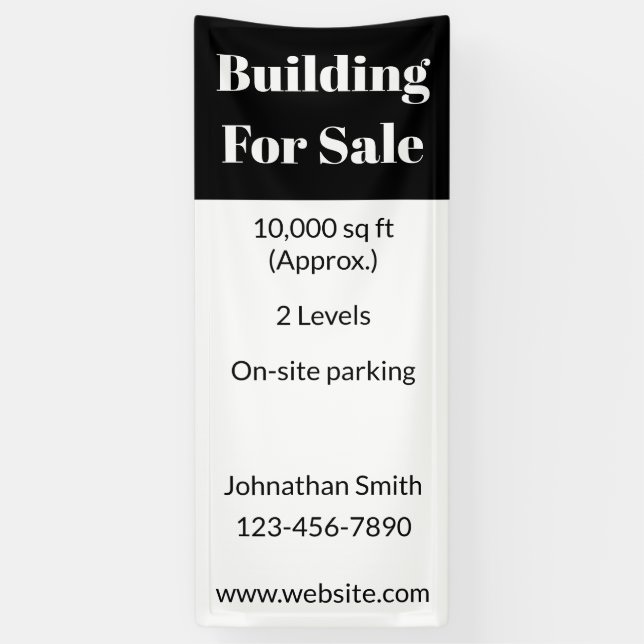 Building For Sale Black White Business Real Estate Banner (Vertical)