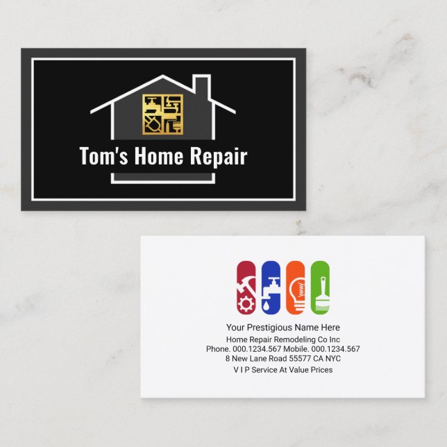 Building Frame Handyman Tools Window Business Card (Front/Back)