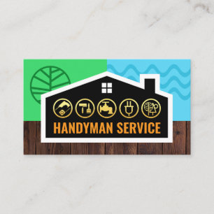 Building Frame Landscape Handyman Tools Business Card