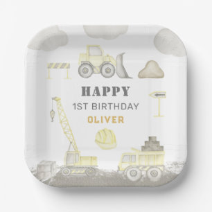 Building Fun Construction Kids 1st Birthday Party Paper Plate