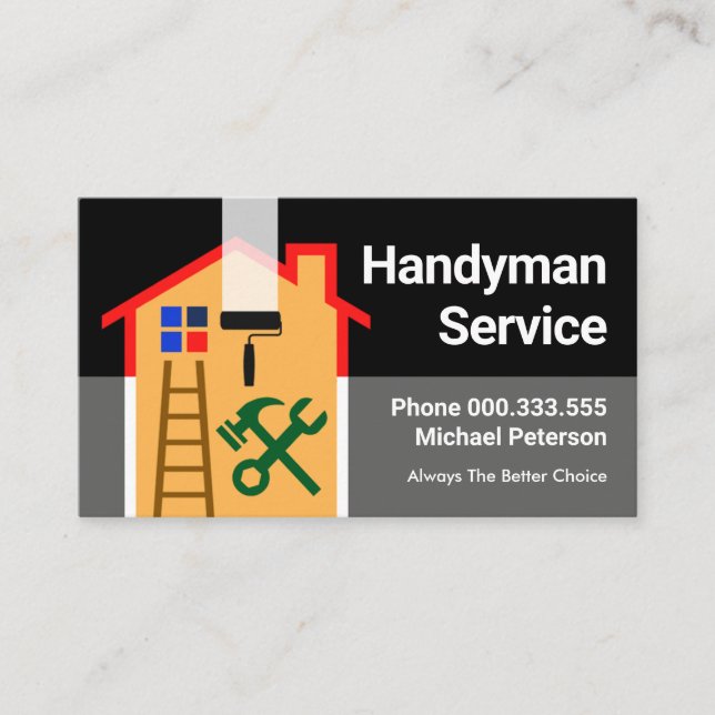 Building Home Repair Handyman Service Business Card (Front)
