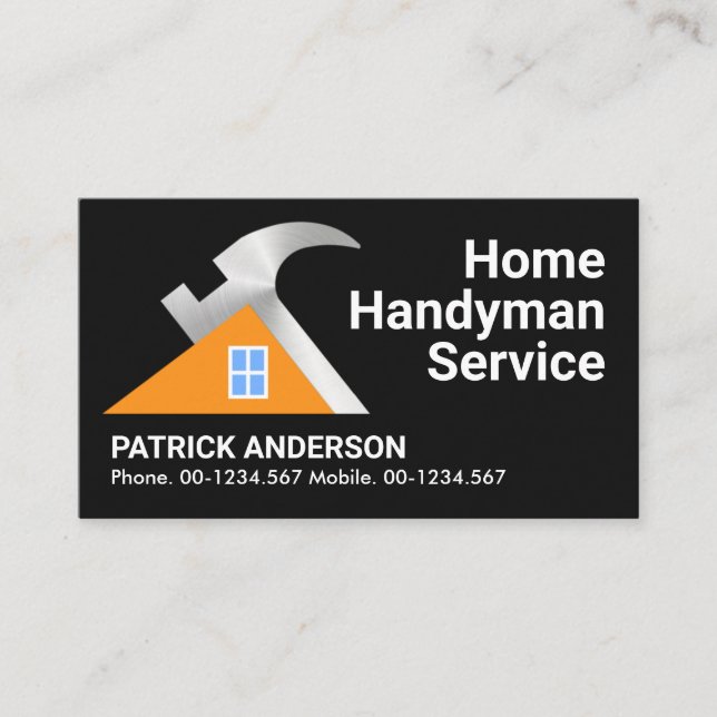 Building Home Silver Hammer Handyman Business Card (Front)