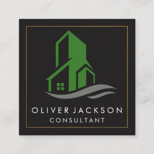 Building Icon Square Business Card