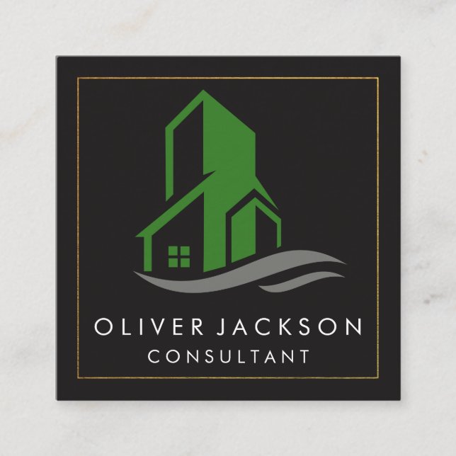 Building Icon Square Business Card (Front)