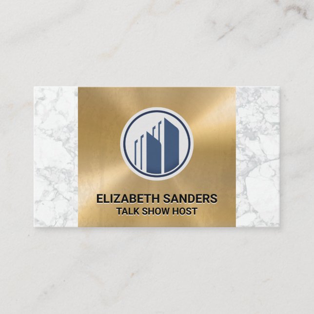 Building Icons | Gold and Marble Business Card (Front)