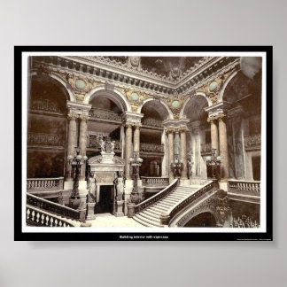 Building interior with staircase poster