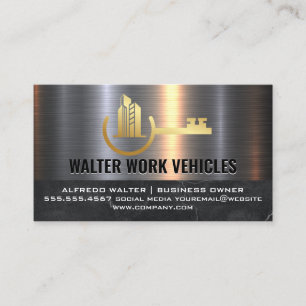 Building Key Logo Metallic Business Card