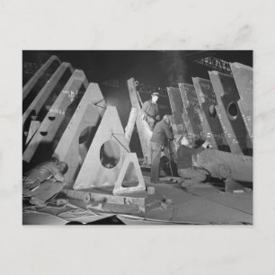 Building Liberty Ships, 1941 Postcard