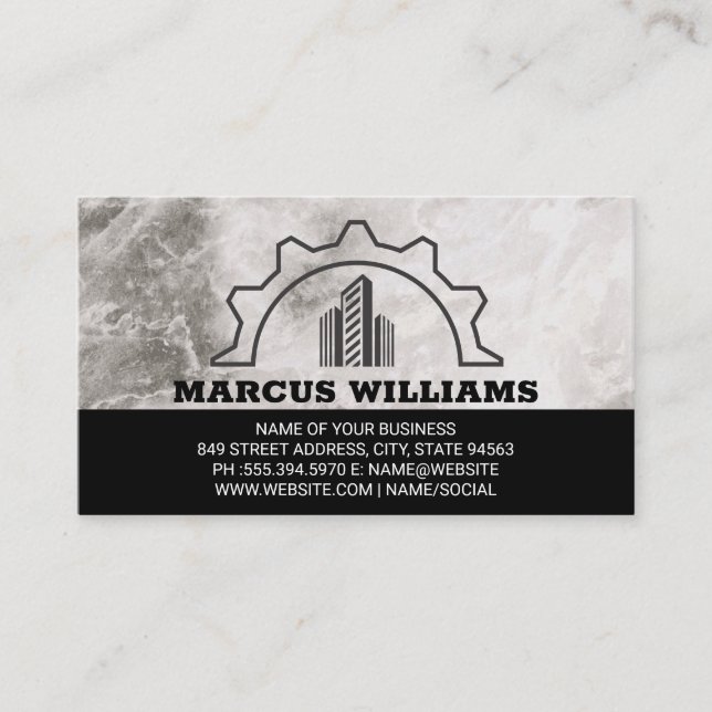 Building Logo | Marble Business Card (Front)