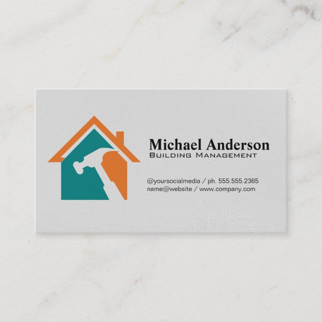 Building Management | Handyman Logo Business Card (Front)