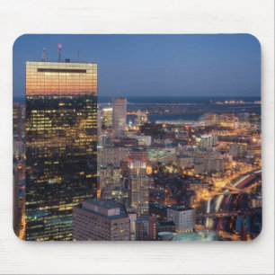Building of Boston with light trails on road Mouse Mat