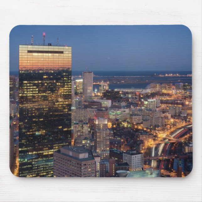Building of Boston with light trails on road Mouse Mat (Front)