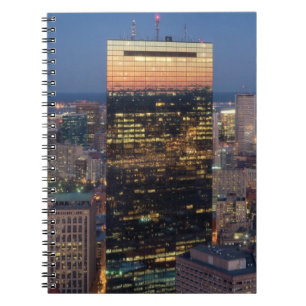 Building of Boston with light trails on road Notebook
