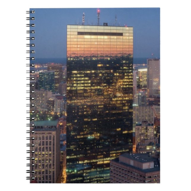 Building of Boston with light trails on road Notebook (Front)
