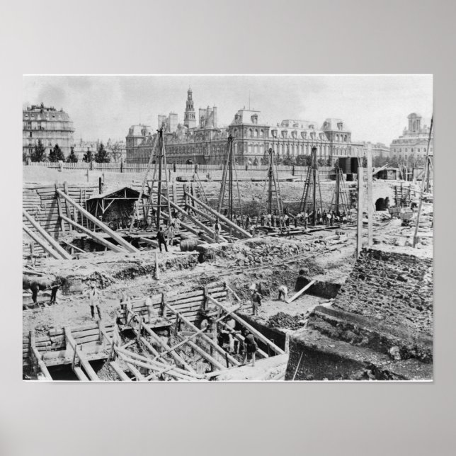 Building of the Hotel-Dieu, Paris, c.1866 Poster (Front)