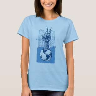 Building Peace Blue Ladies Baby Doll T-Shirt