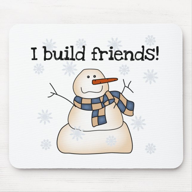 Building Snow Friends Tshirts and Gifts Mouse Mat (Front)