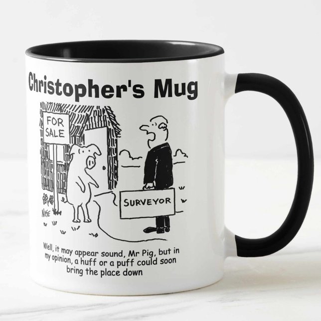 Building Surveyor at Mr Pig's house. Personalise. Mug (Creator Uploaded)