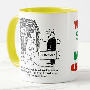 Building Surveyor looks at Mr Pig's house Mug