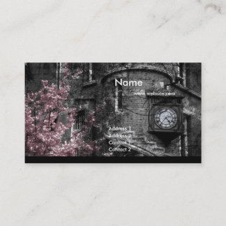 Building with Pink Bushes/Grunge Business Cards