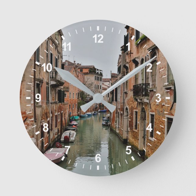 Buildings along canals of Venice Round Clock (Front)