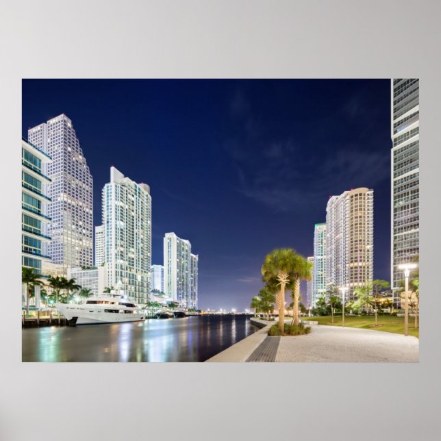 Buildings along the Miami River Riverwalk Poster (Front)