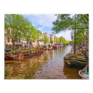 Buildings and canal in Amsterdam, Netherlands Photo Print