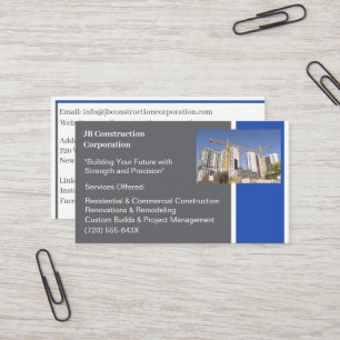Buildings Contractor Building Construction Crane Business Card