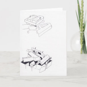 Building's Games Drawing 7 with B and A Monogram Note Card