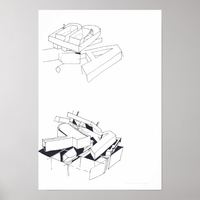 Building's Games Drawing 7 with B and A Monogram P Poster (Front)