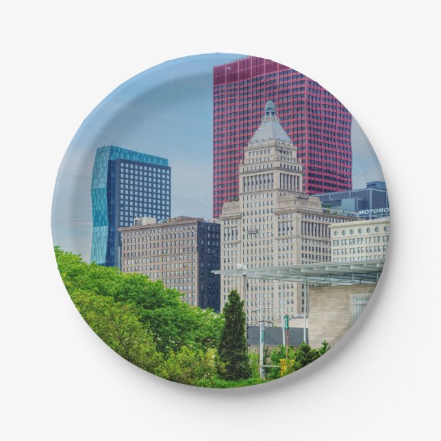 Buildings In Chicago Paper Plate (Front)