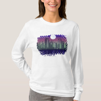 Buildings lit up at night T-Shirt