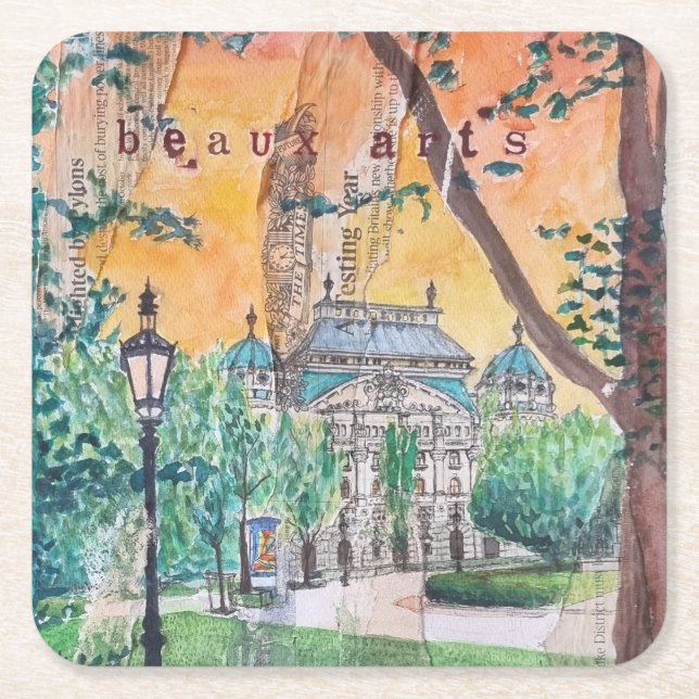 Buildings of Budapest Paper Coaster (Front)