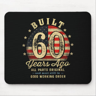Built 60 Years Ago Funny 60th Birthday Usa Flag  Mouse Mat
