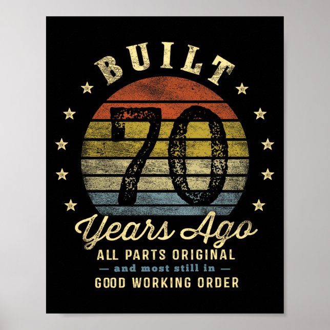 Built 70 Years Ago - All Parts Original 70th Birth Poster (Front)