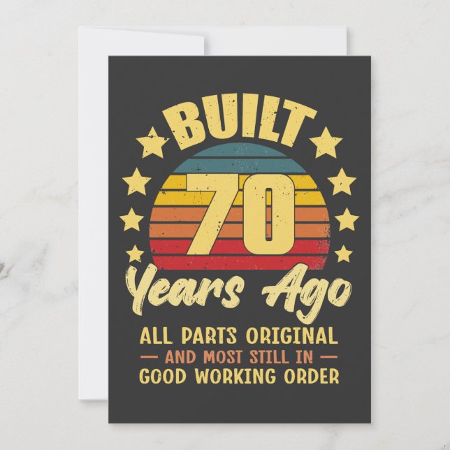 Built 70 Years Ago All Parts Original 70th Birthda Invitation (Front)