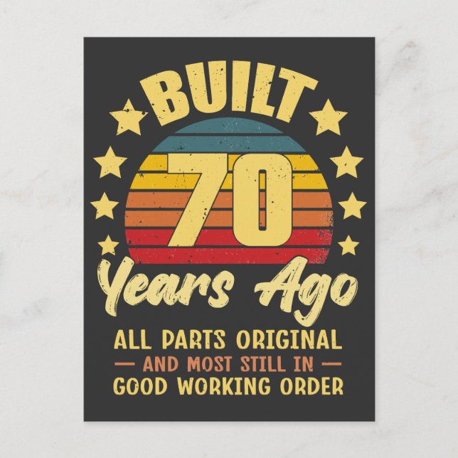 Built 70 Years Ago All Parts Original 70th Birthda Postcard (Front)