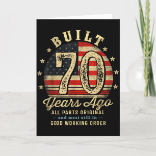 Built 70 Years Ago Funny 70th Birthday Usa Flag  Card