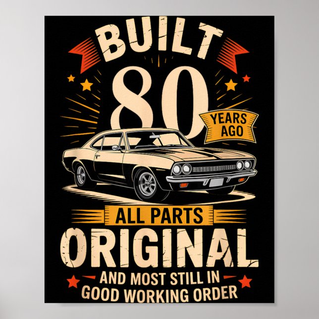 Built 80 Years Ago - Funny 80th Birthday Gift  Poster (Front)