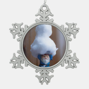 Built a Snowman V Snowflake Pewter Christmas Ornament